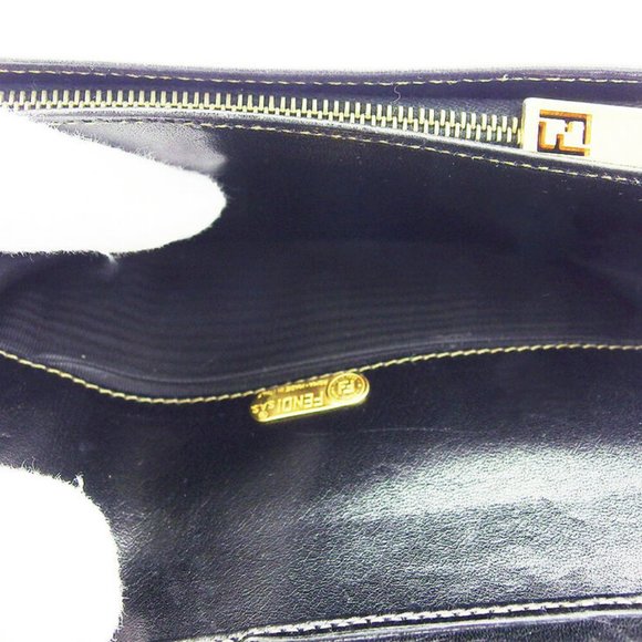 Authentic FENDI L-shaped zipper purse block check beige PVC ~ leather Auth used - Picture 6 of 9